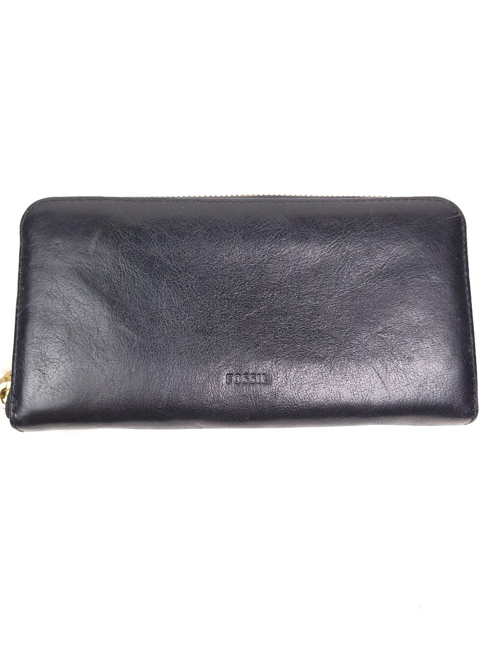 Fossil Leather Continental Zip Wallet VTG Black